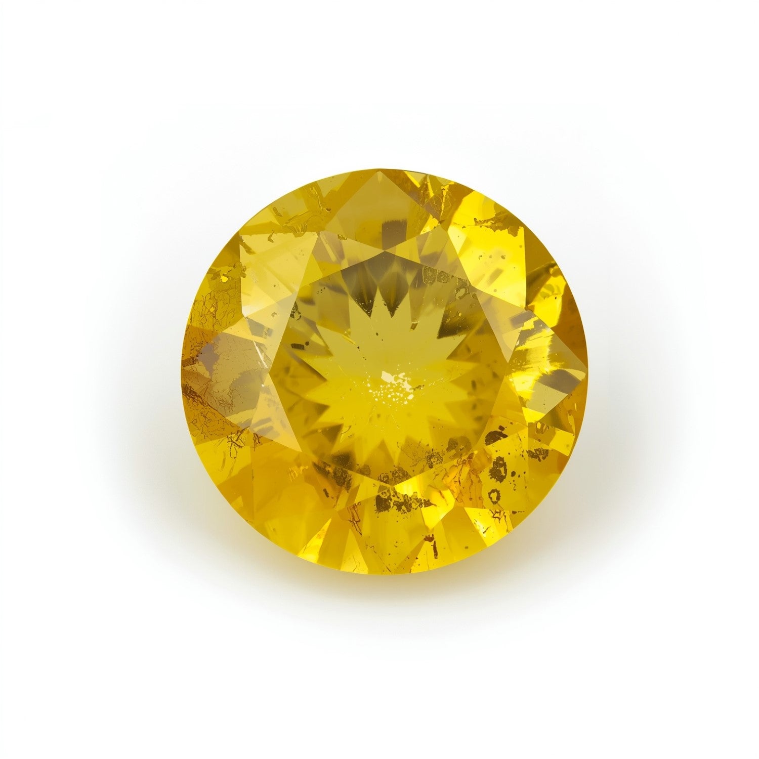 Yellow Sapphire 1PC Chunky 14x14 MM Round Faceted Yellow Genuine Precious Loose Gemstones メイン画像