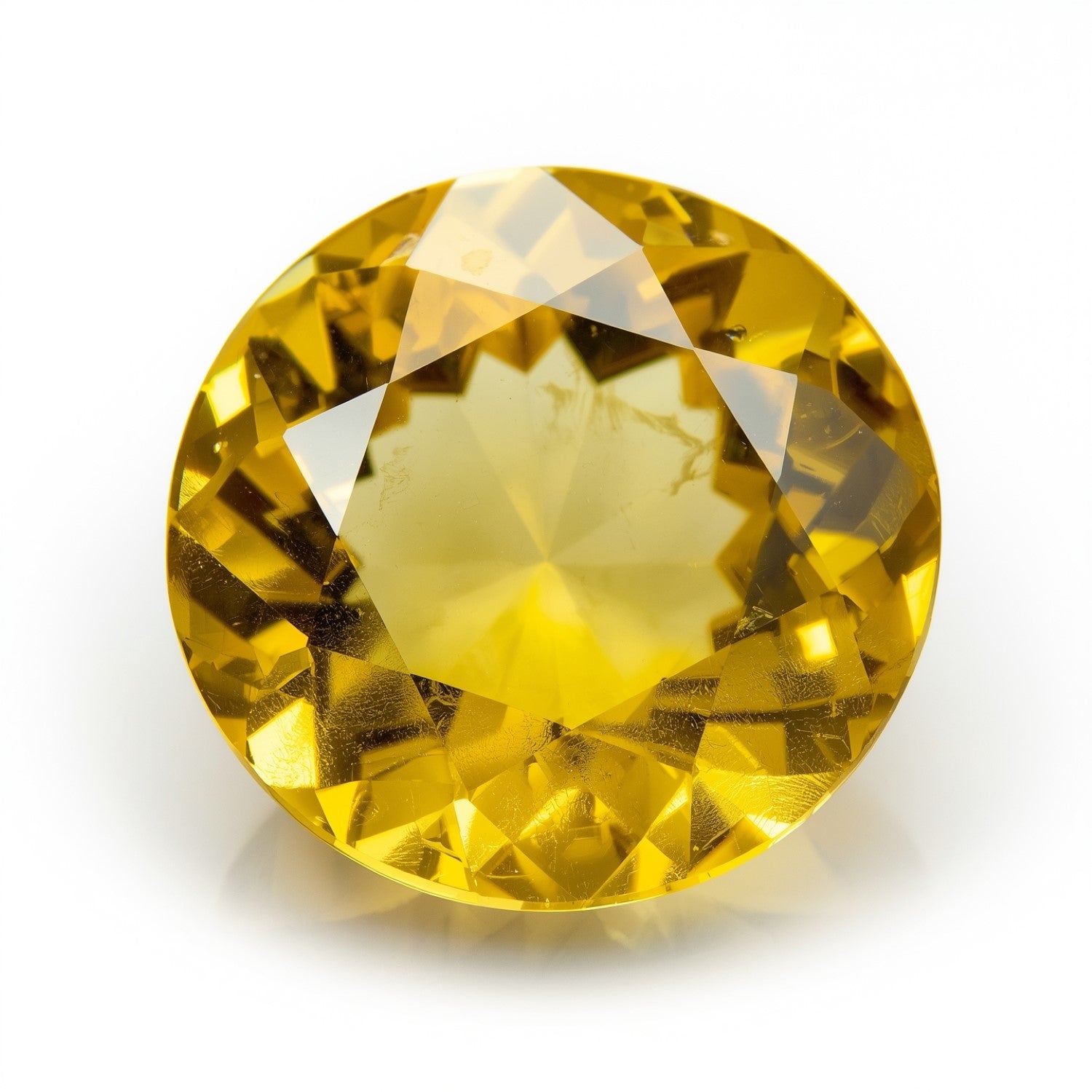 Yellow Sapphire 1PC Chunky 15x15 MM Round Faceted Yellow Superior Precious Gems