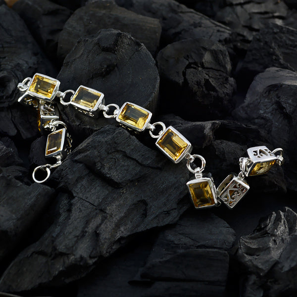 Citrine silver bracelet featuring rectangular citrine gemstones set in a sleek silver chain design