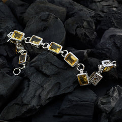 Citrine silver bracelet featuring rectangular citrine gemstones set in a sleek silver chain design