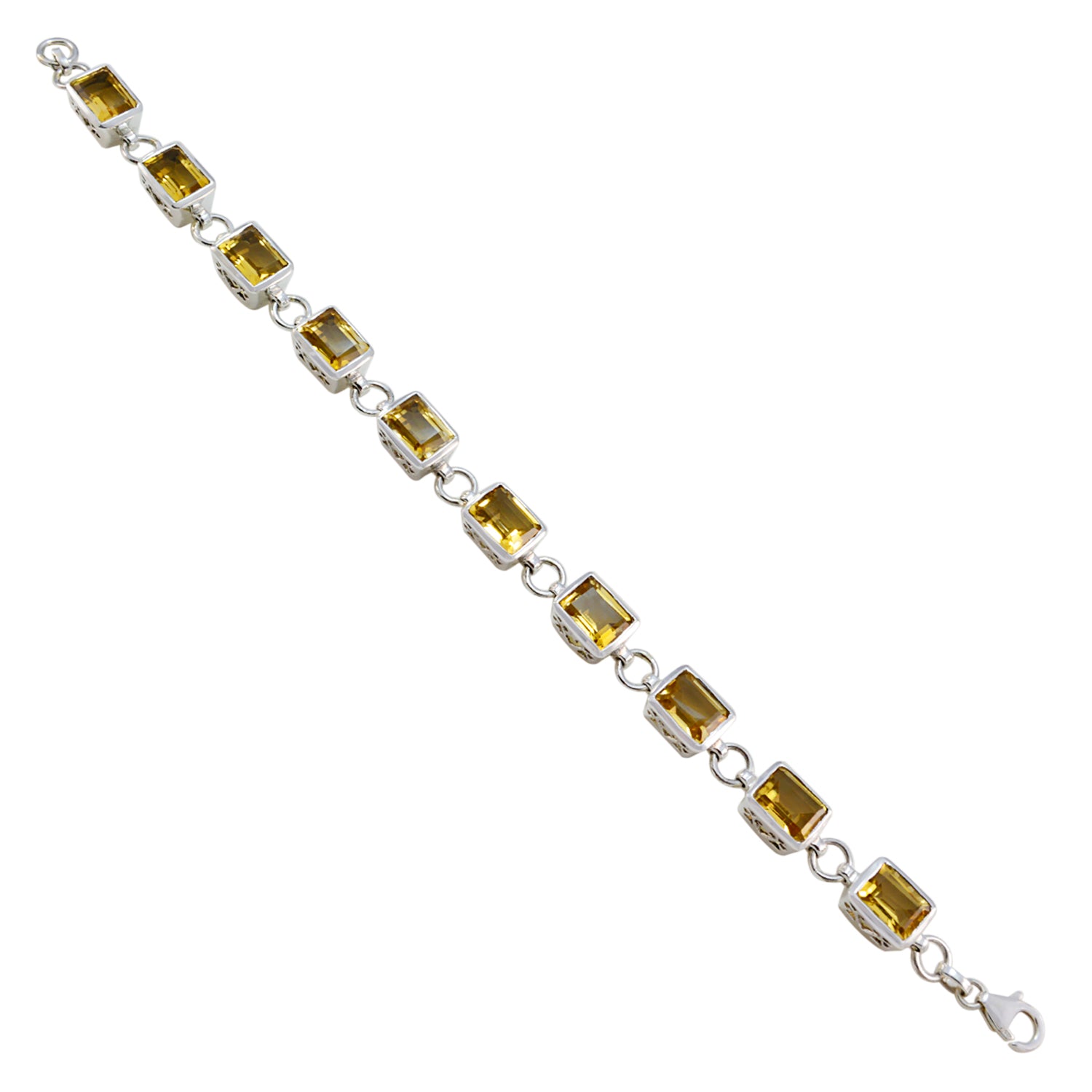Citrine silver bracelet featuring rectangular citrine gemstones in a sleek design Main image
