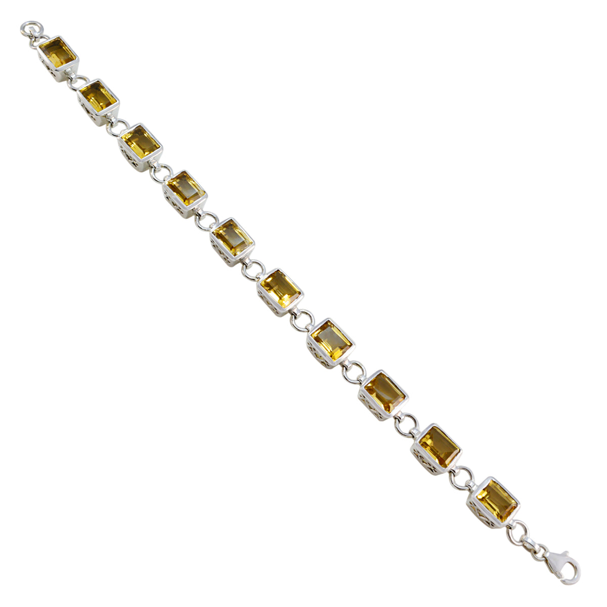 Citrine silver bracelet featuring rectangular citrine gemstones in a sleek design