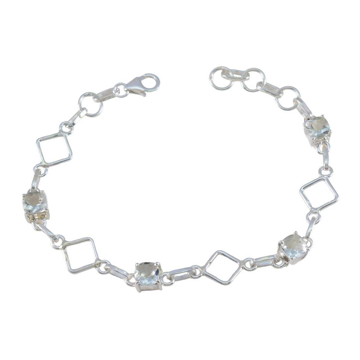 Green Amethyst Coffee Day Delicate Light Green Silver Links Bracelet featuring sparkling green gems and elegant design Main image