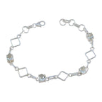 Green Amethyst Coffee Day Delicate Light Green Silver Links Bracelet featuring sparkling green gems and elegant design