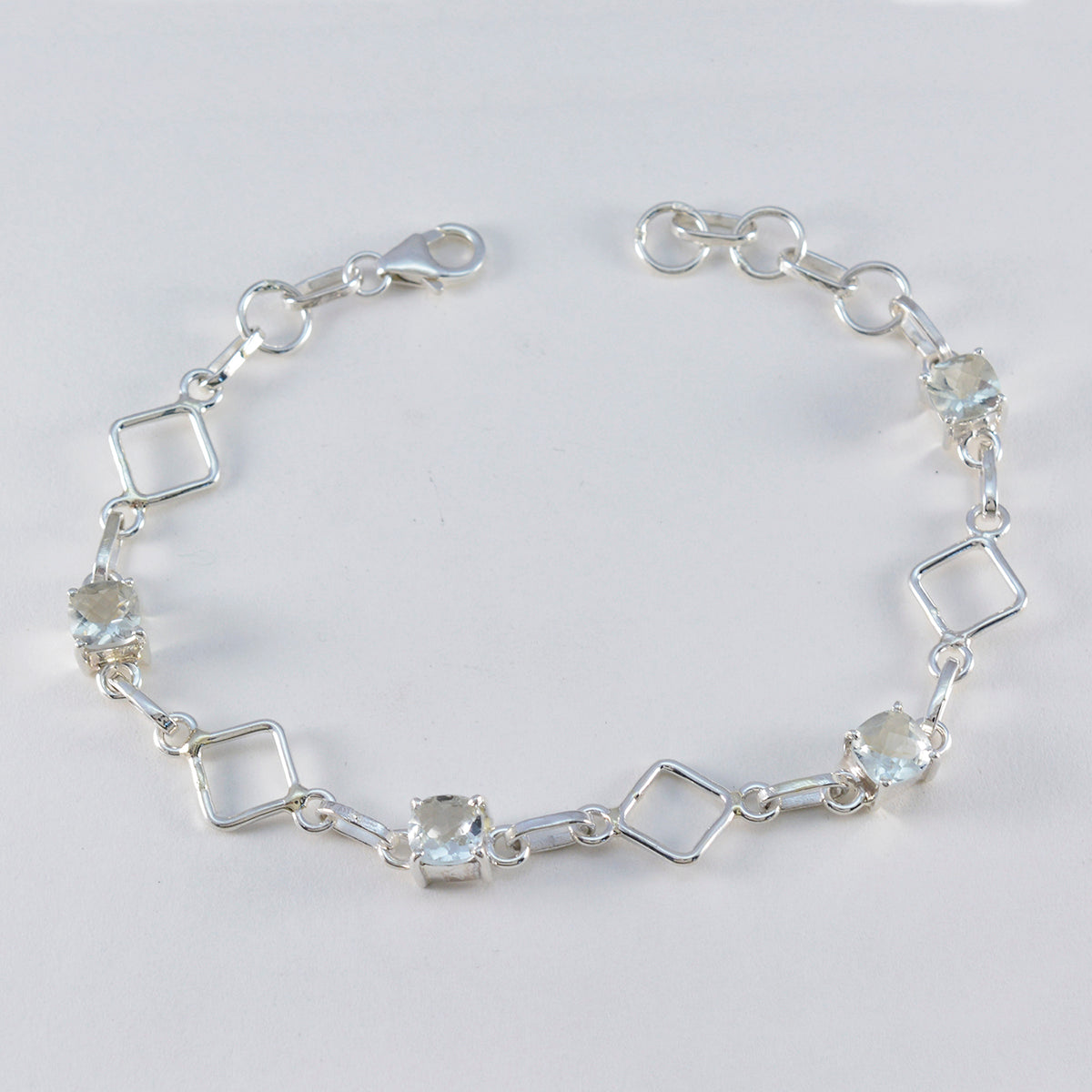 Green Amethyst Coffee Day Delicate Light Green Silver Links Bracelet Secondary image