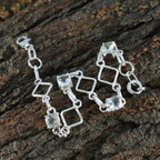 Green Amethyst Coffee Day Delicate Light Green Silver Links Bracelet with elegant geometric design