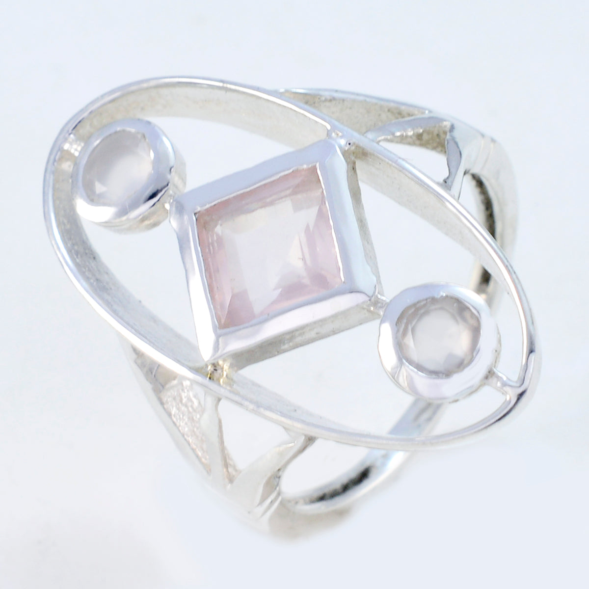 Adorable Gem Rose Quartz 925 Sterling Silver Ring Jewelry Box Hardware