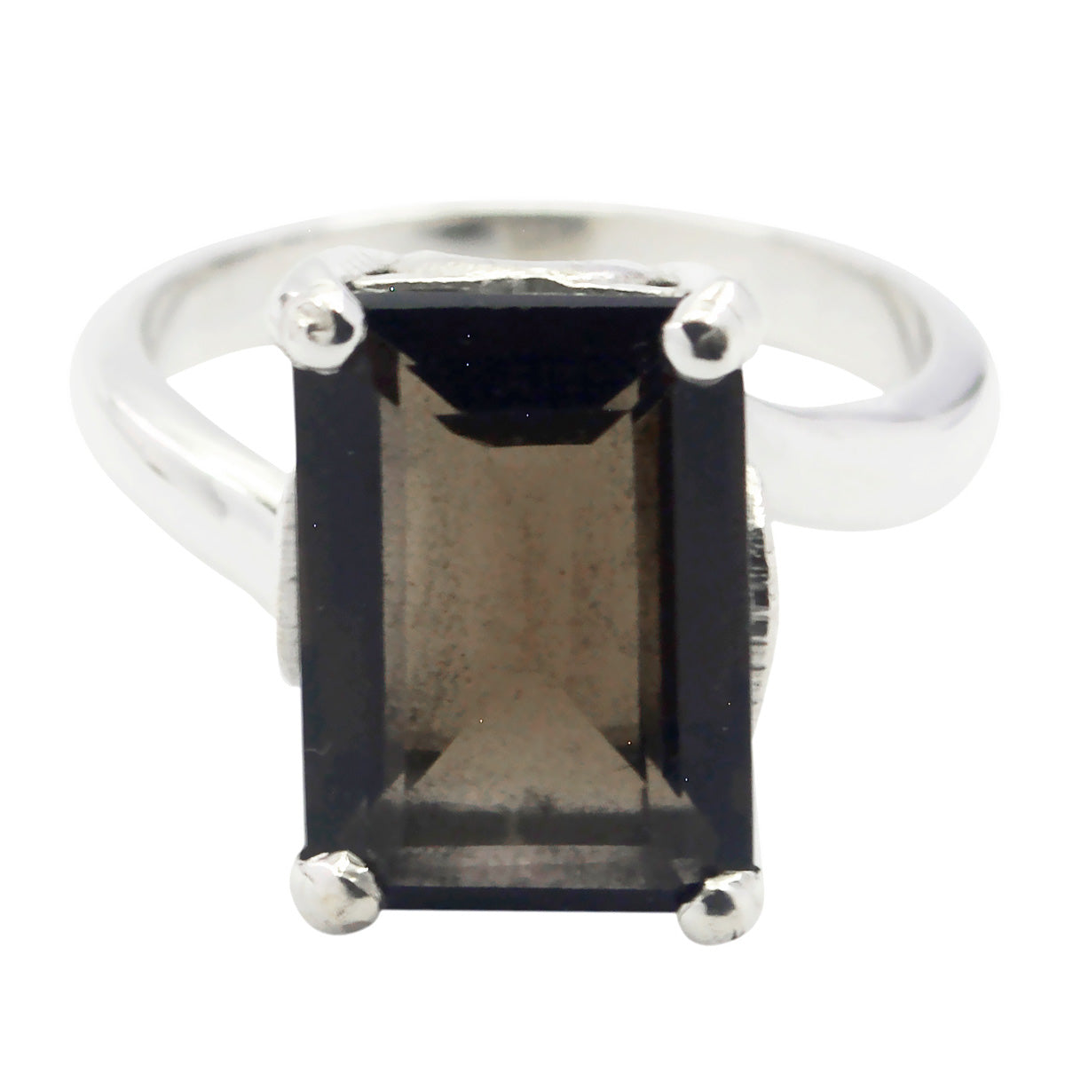 Adorable Gem Smoky Quartz 925 Sterling Silver Ring Jewelry Sales