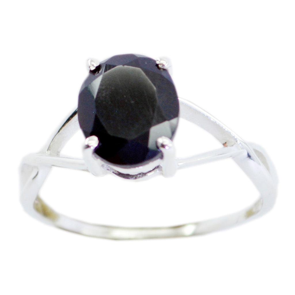 Aesthetic Gem Black Onyx Sterling Silver Ring Handmade Beaded Jewelry