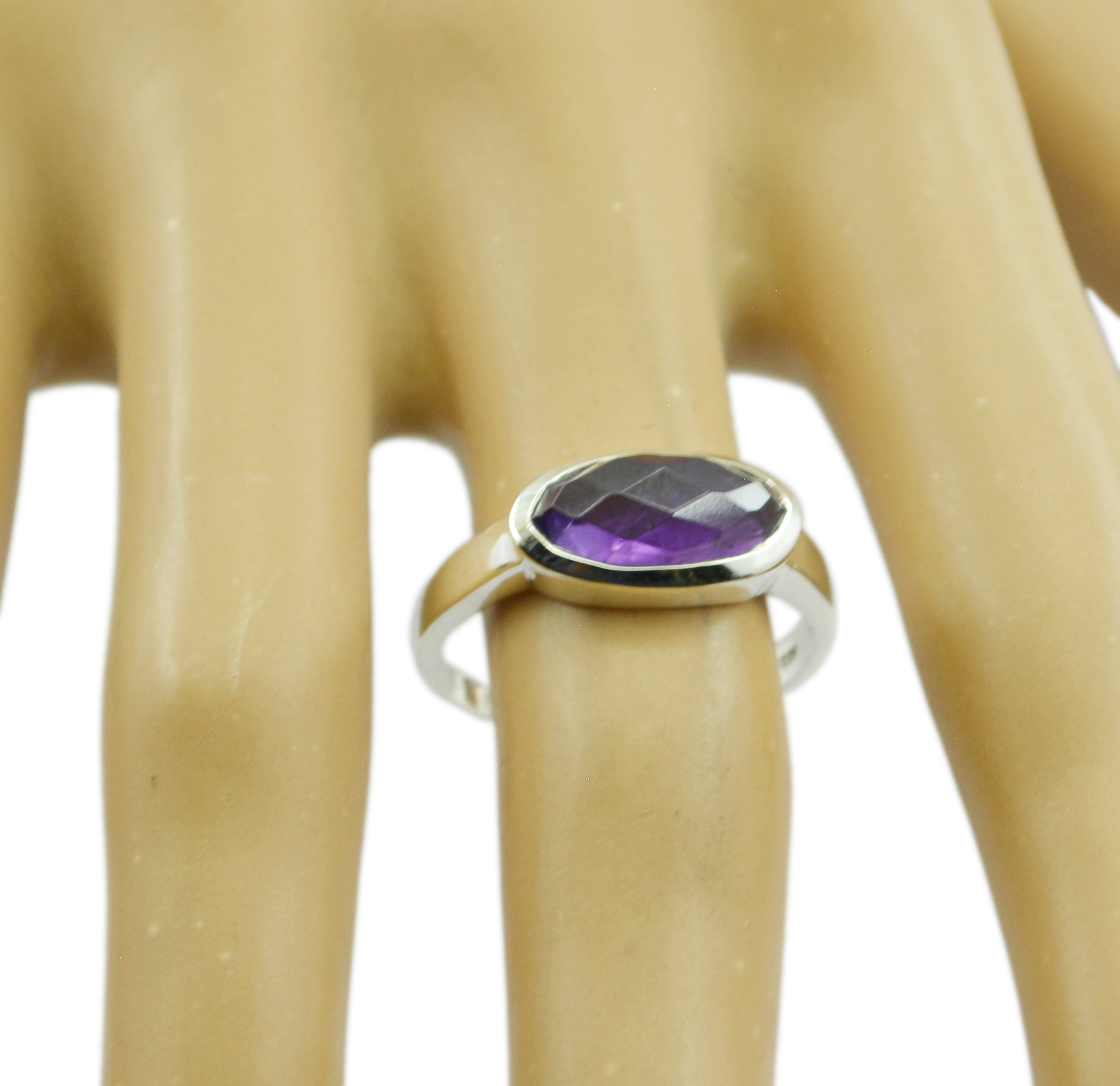 Appealing Gemstones Amethyst 925 Sterling Silver Ring Arm Jewelry