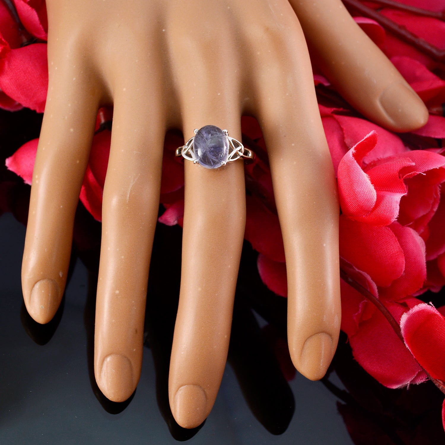 Attractive Gemstones Iolite Solid Silver Rings Laser Cut Jewelry