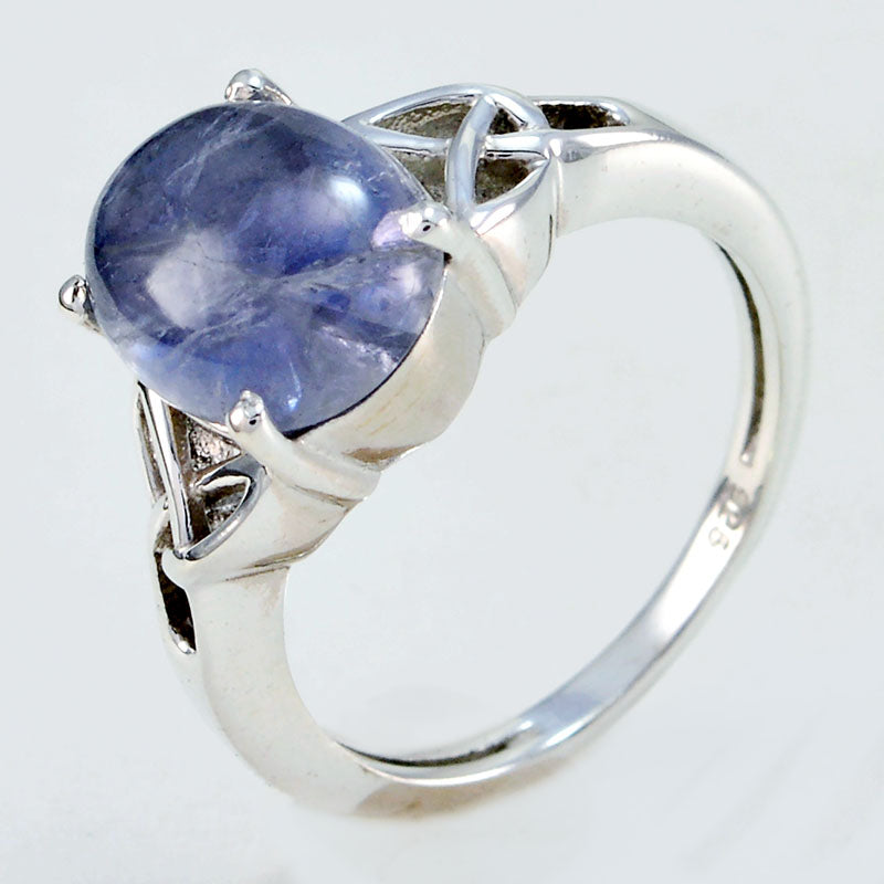 Attractive Gemstones Iolite Solid Silver Rings Laser Cut Jewelry