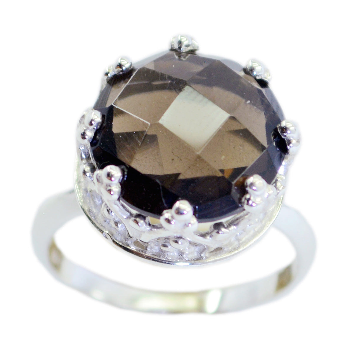 Attractive Stone Smoky Quartz Solid Silver Ring Jewelry Pawn Shop