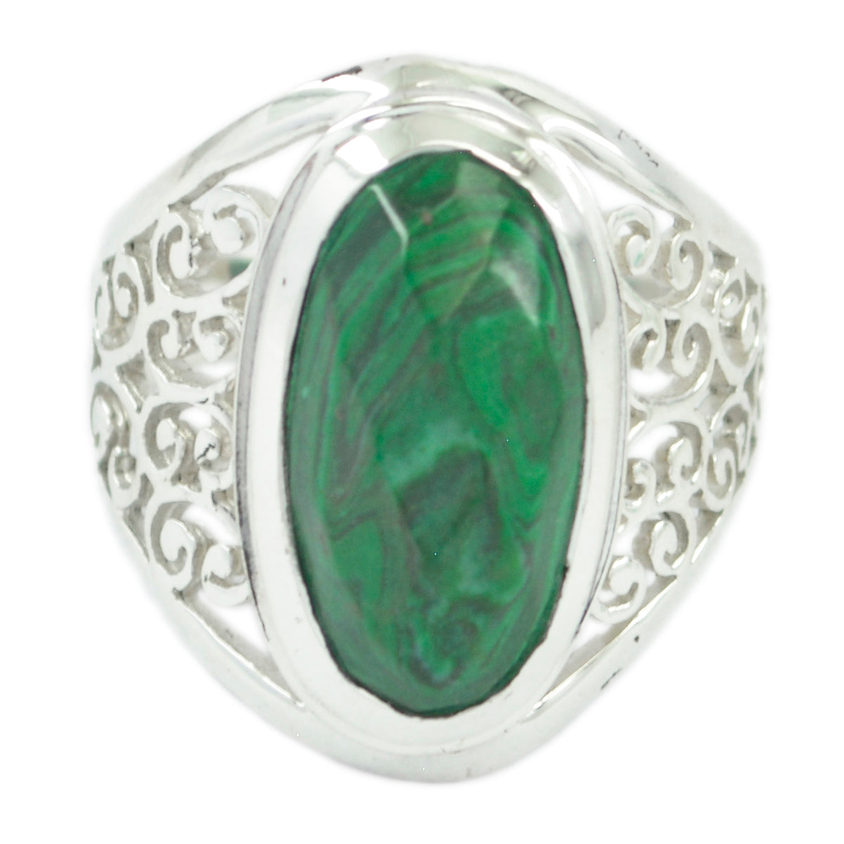 Bewitching Gem Malachite 925 Ring Wholesale Sterling Silver Jewelry