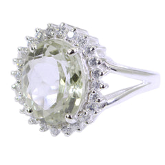 Captivating Gem Green Amethyst Solid Silver Ring Jewellery Or Jewelry