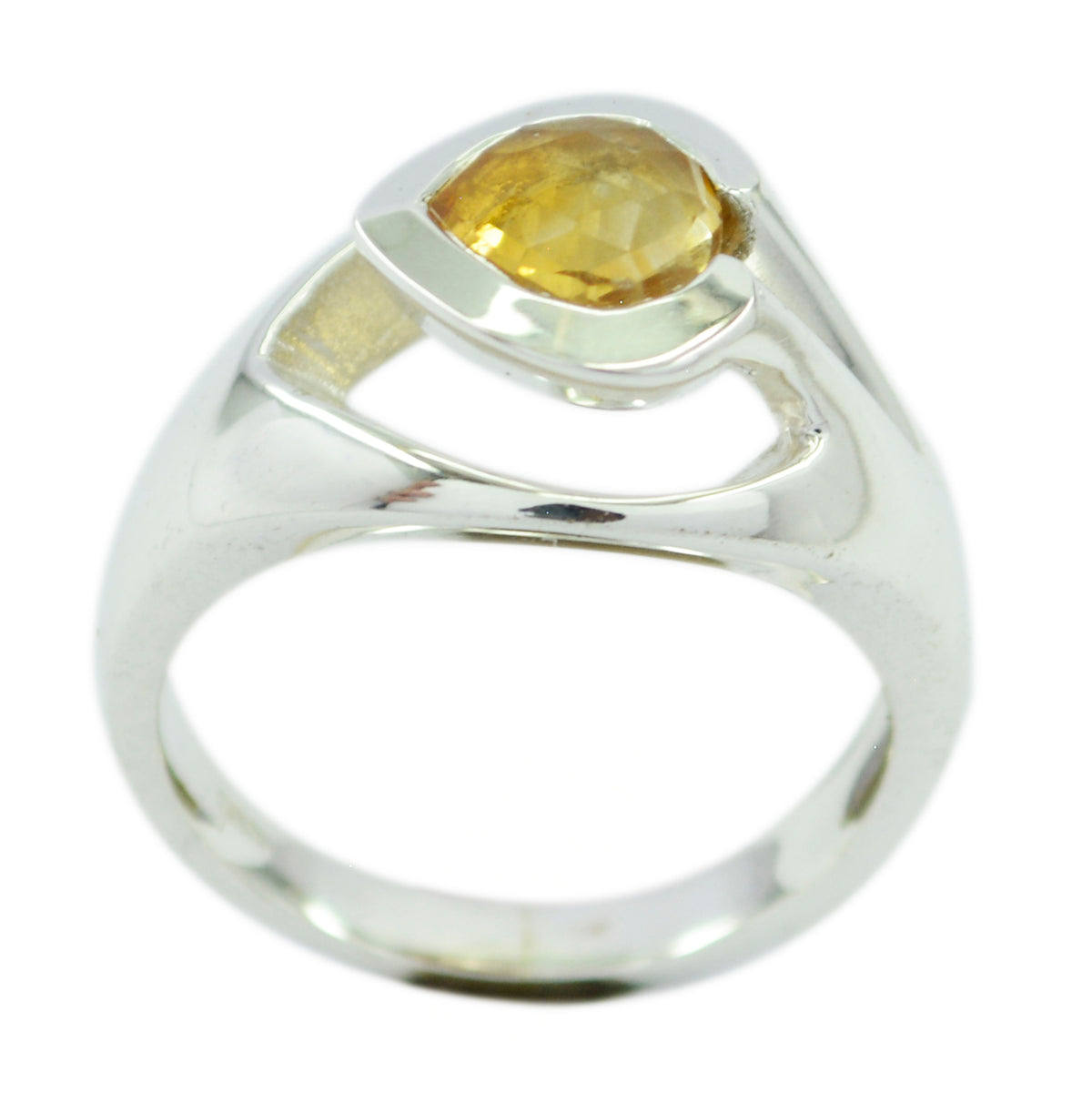 Charming Stone Citrine 925 Sterling Silver Rings Vintage Costume Jewelry