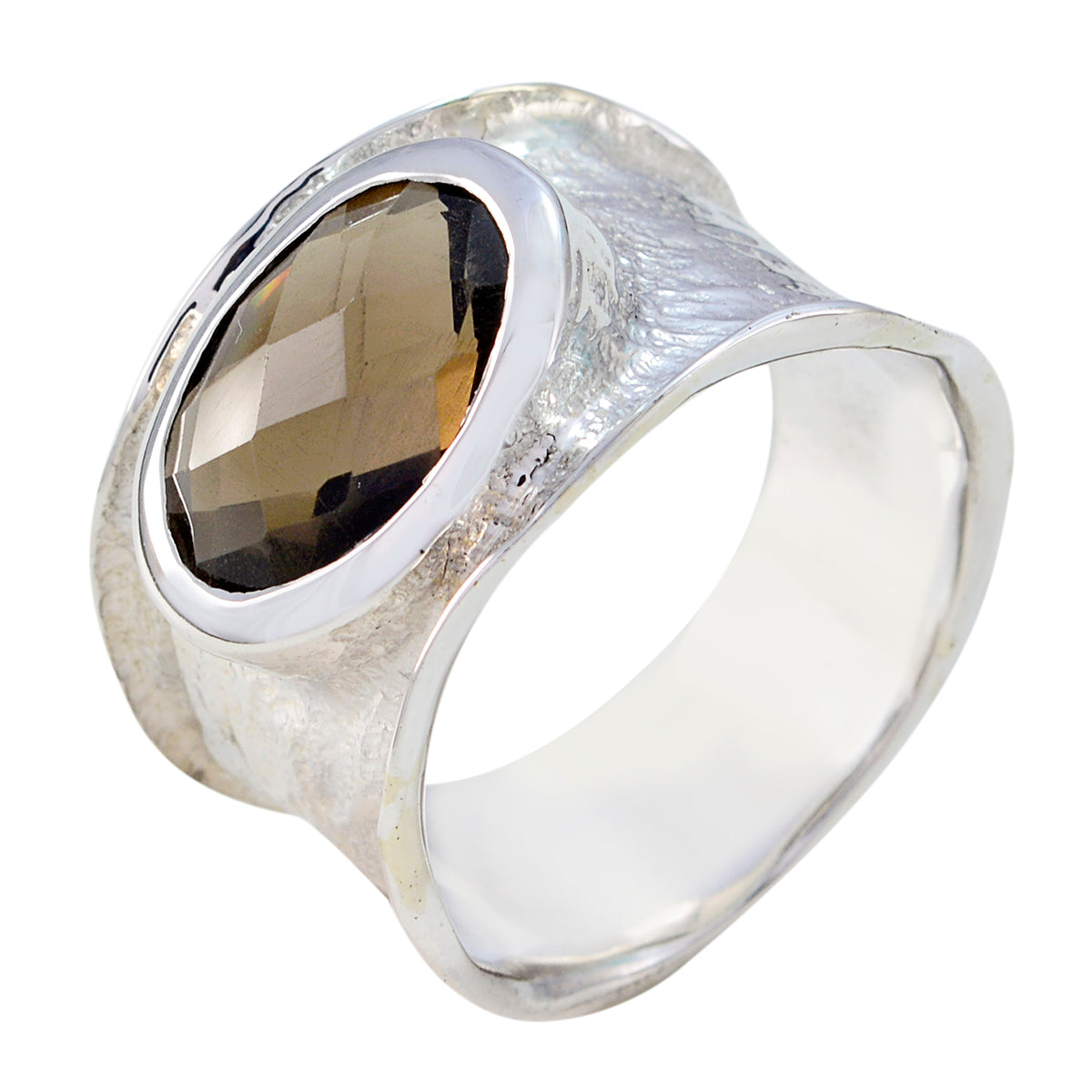 Chocolate-Box Gem Smoky Quartz 925 Sterling Silver Ring Jewelry For Her