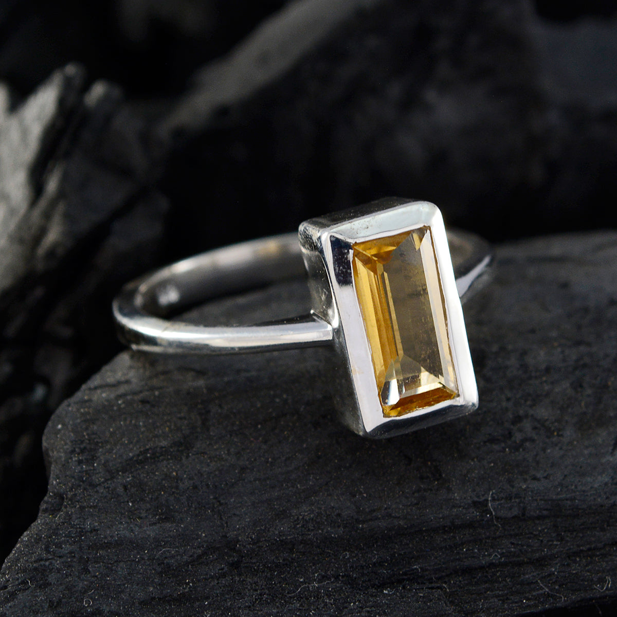 Chocolate-Box Stone Citrine 925 Sterling Silver Rings Statement Jewellery