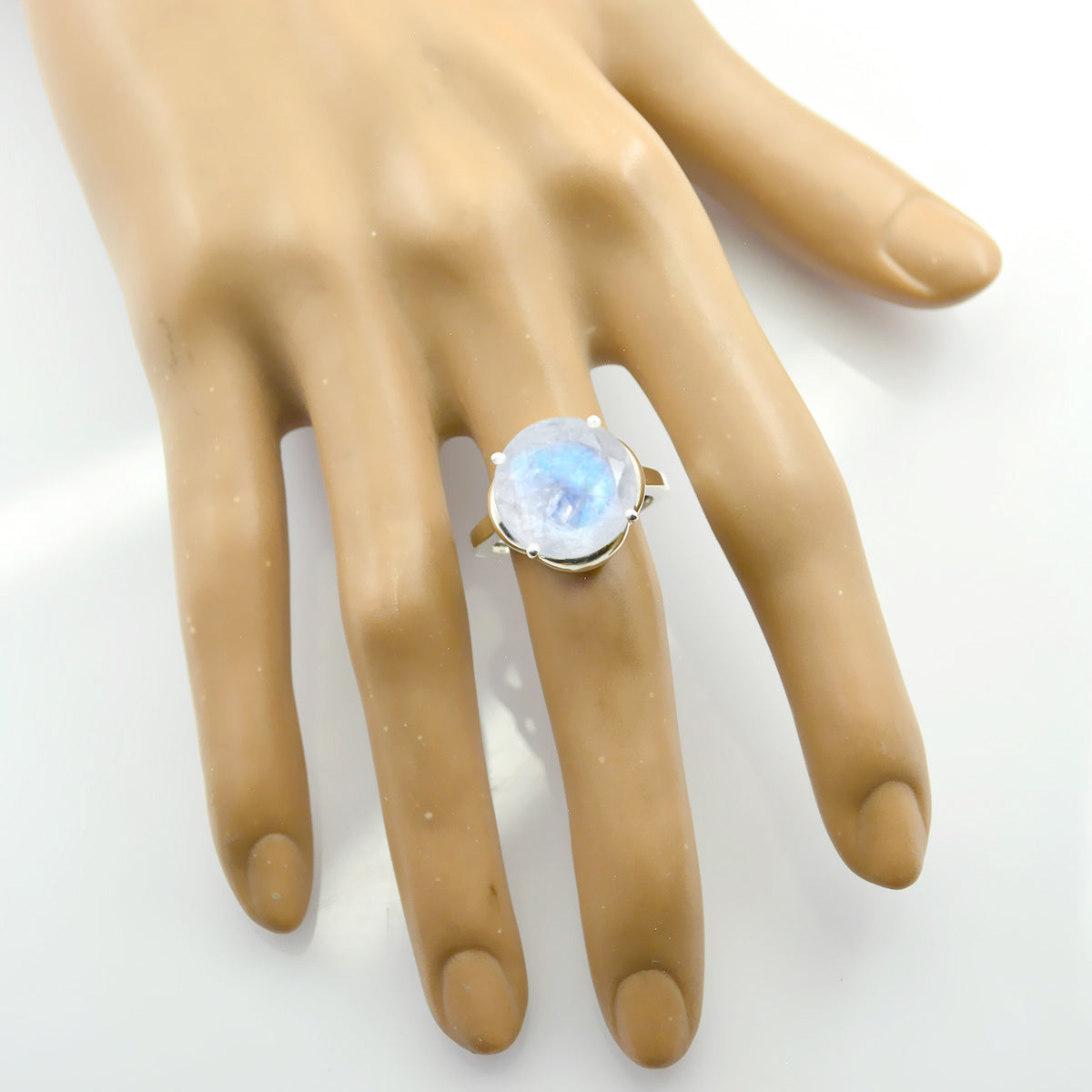 Comely Gem Rainbow Moonstone Solid Silver Ring Great Selling Item
