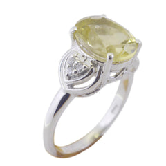 Comely Stone Lemon Quartz 925 Sterling Silver Ring White Jewelry