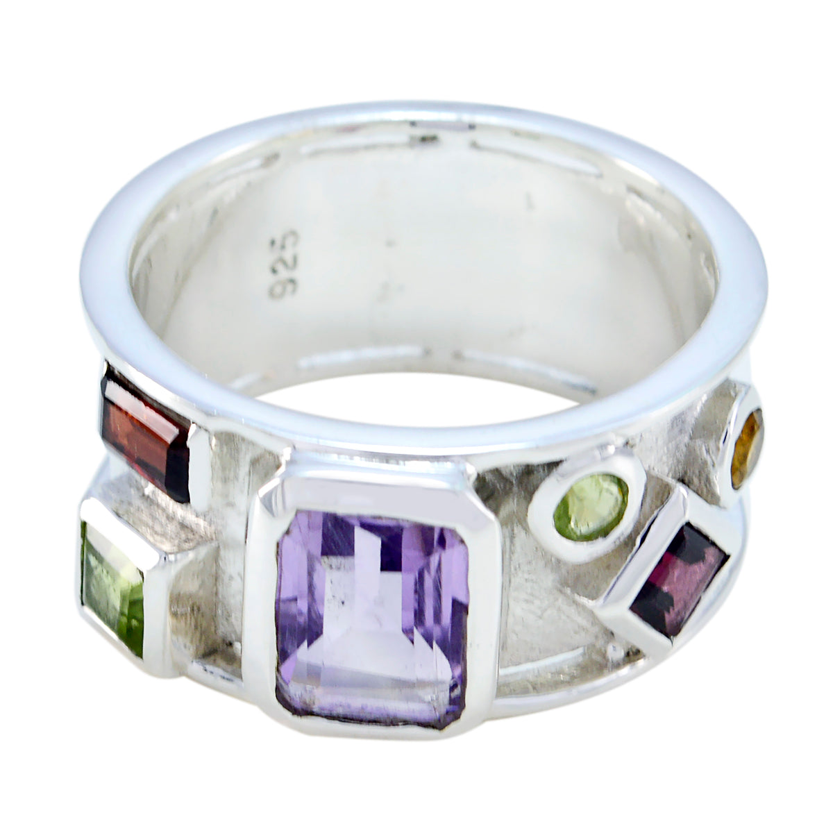 Cunning Gemstone Multi Stone Silver Ring Bridesmaids Jewelry Sets