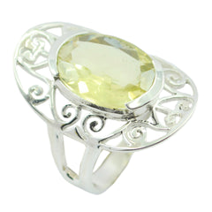 Cunning Gemstones Lemon Quartz Solid Silver Ring Supplies Jewelry