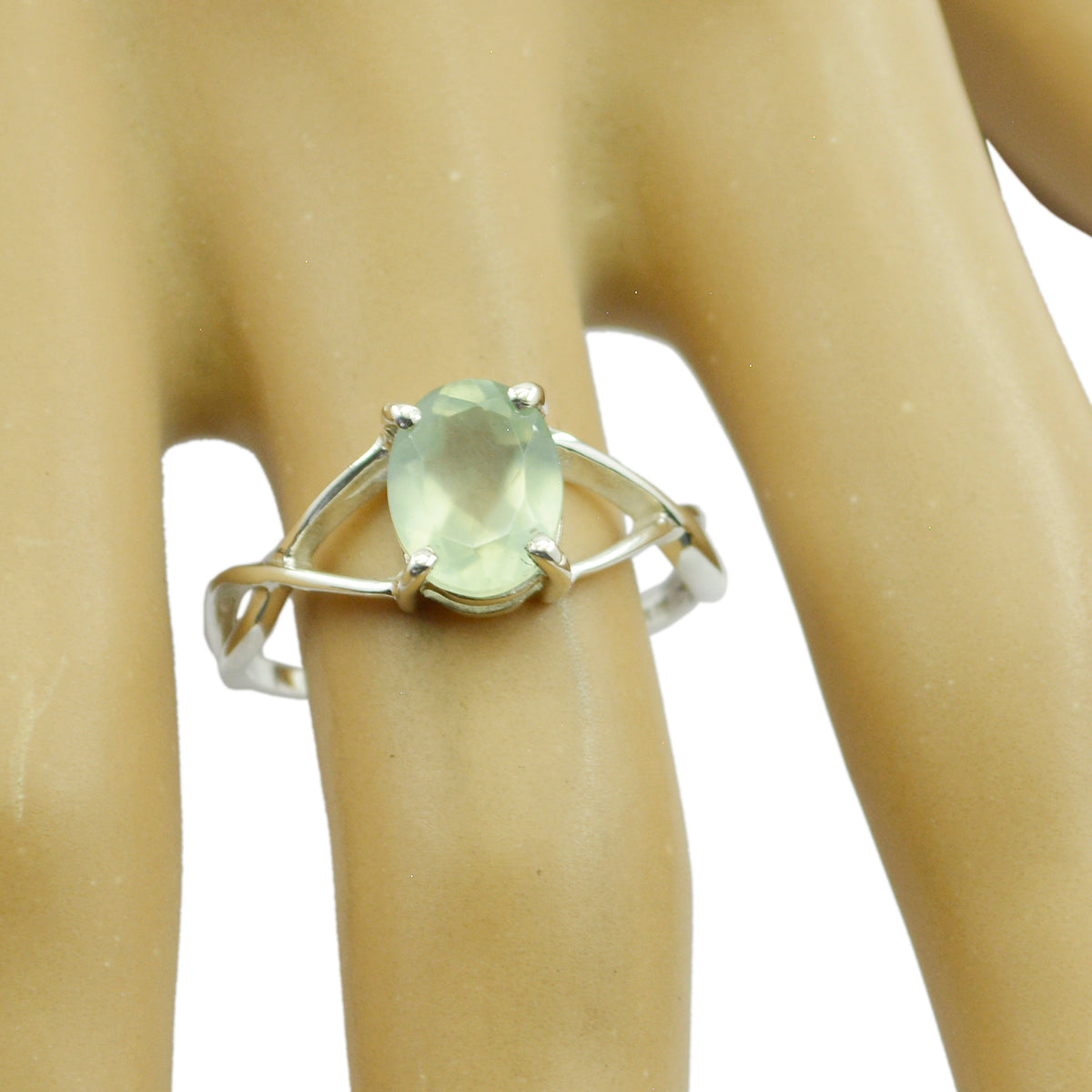 Cunning Stone Prehnite 925 Sterling Silver Ring Gift For Friends