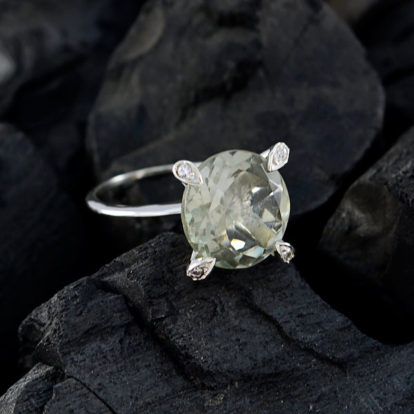 Cute Gemstones Green Amethyst 925 Silver Ring Jewelry Accessorie