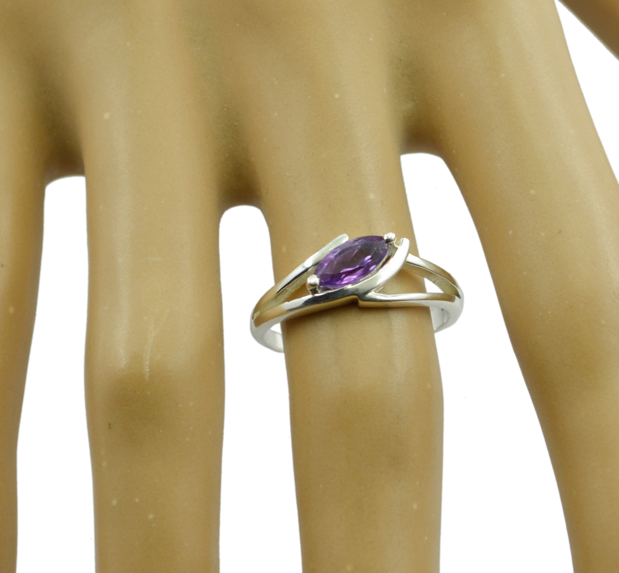 Cute Stone Amethyst 925 Sterling Silver Ring Gift Valentine'S Day