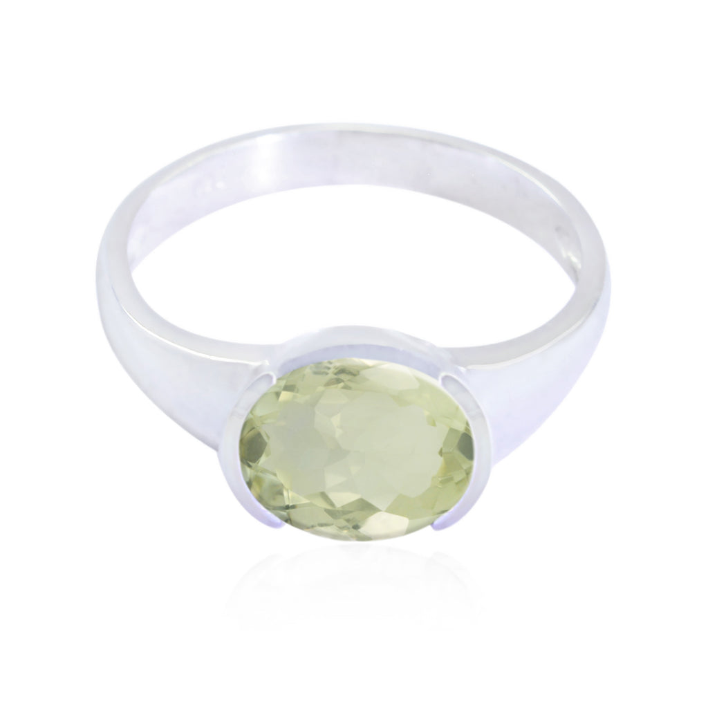 Dainty Gem Green Amethyst 925 Sterling Silver Ring Handmade Gift