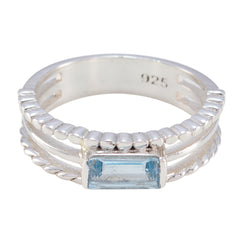 Designer Gemstone Blue Topaz Solid Silver Ring Jewelry Supply Store