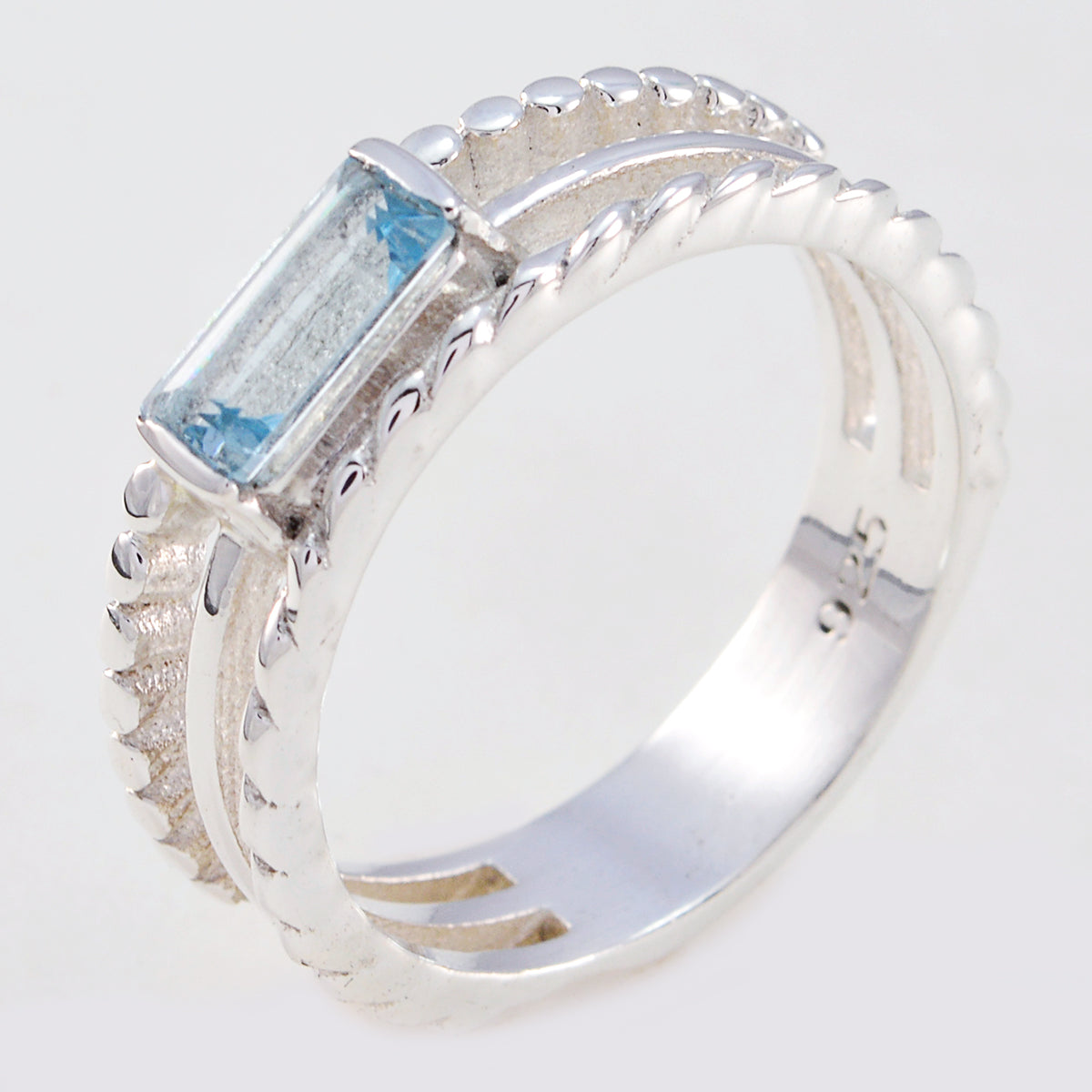 Designer Gemstone Blue Topaz Solid Silver Ring Jewelry Supply Store