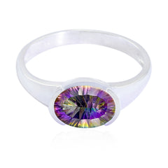 Designer Gemstone Mystic Quartz Solid Silver Ring Christmas Gift