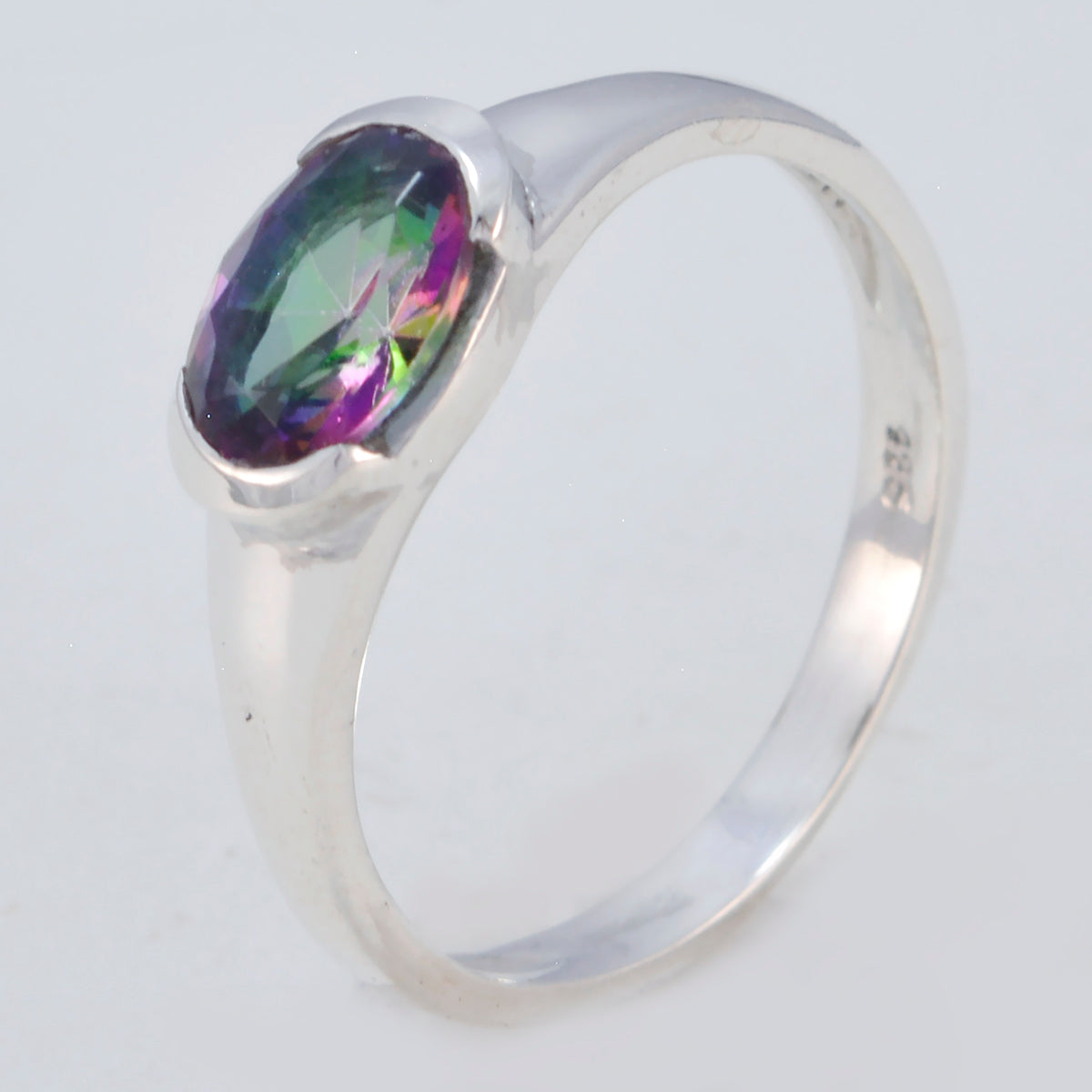 Designer Gemstone Mystic Quartz Solid Silver Ring Christmas Gift