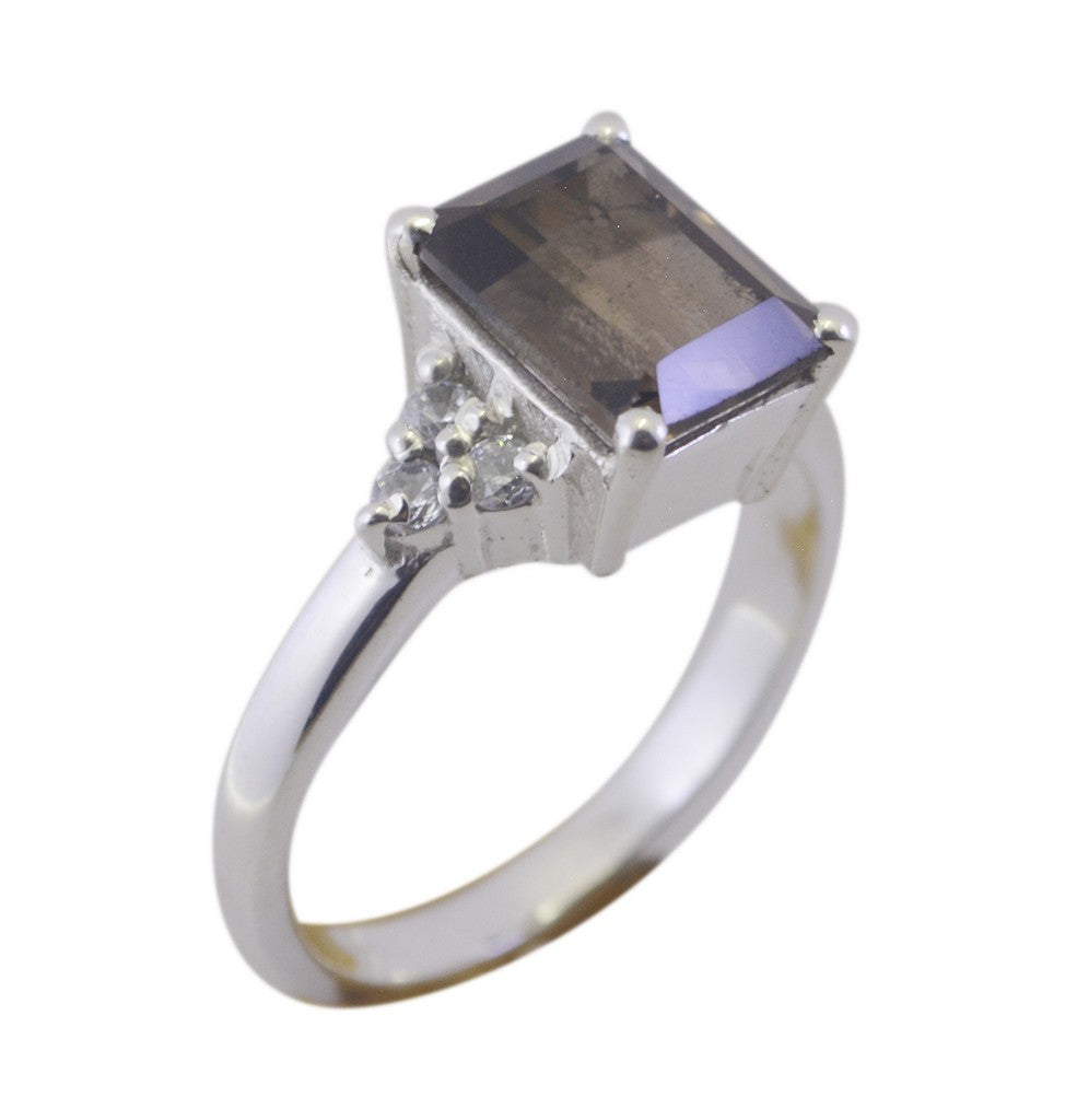 Designer Gemstone Smoky Quartz Sterling Silver Rings Litter Jewelry