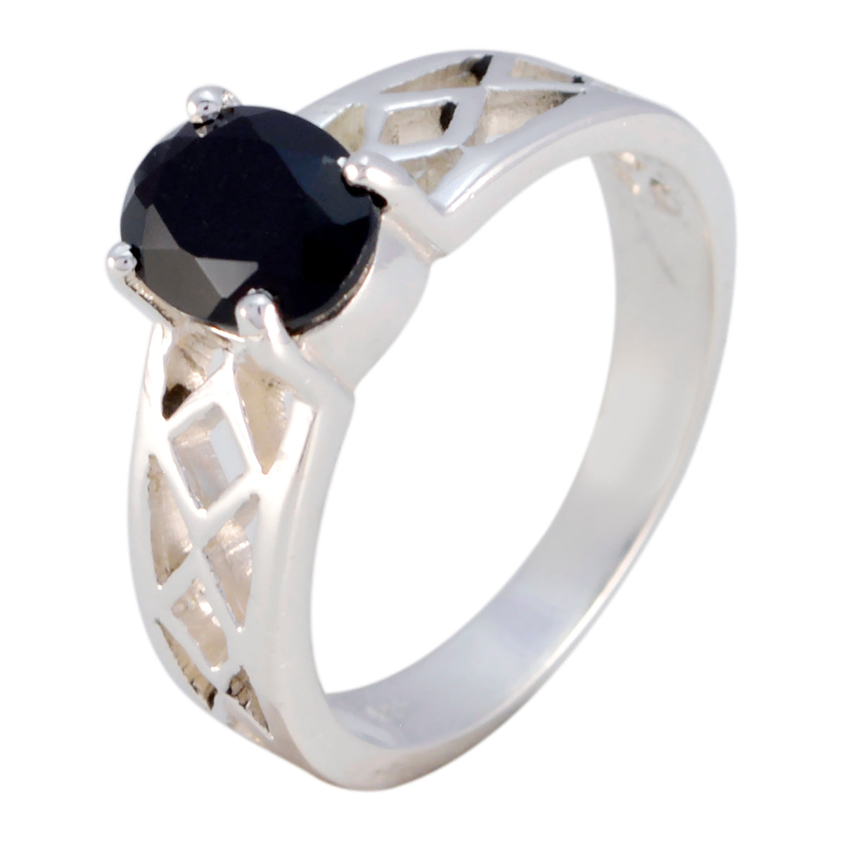 Designer Gemstones Black Onyx 925 Silver Rings Headpiece Jewelry