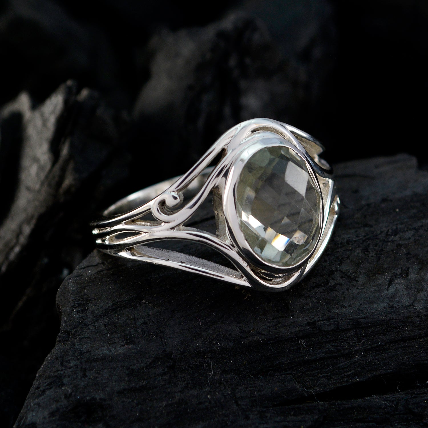 Dollish Gem Green Amethyst Silver Ring Hanging Jewelry Organizer