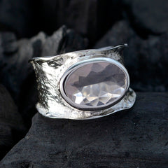 Drop-Dead Gem Rose Quartz 925 Sterling Silver Ring Indian Head Jewelry