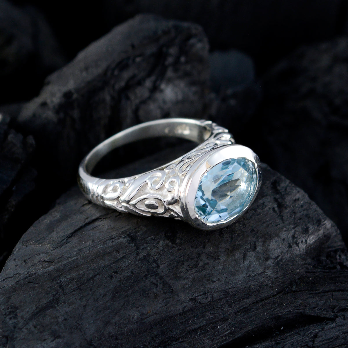 Elegant Gem Blue Topaz 925 Sterling Silver Ring Jewelry Making Class