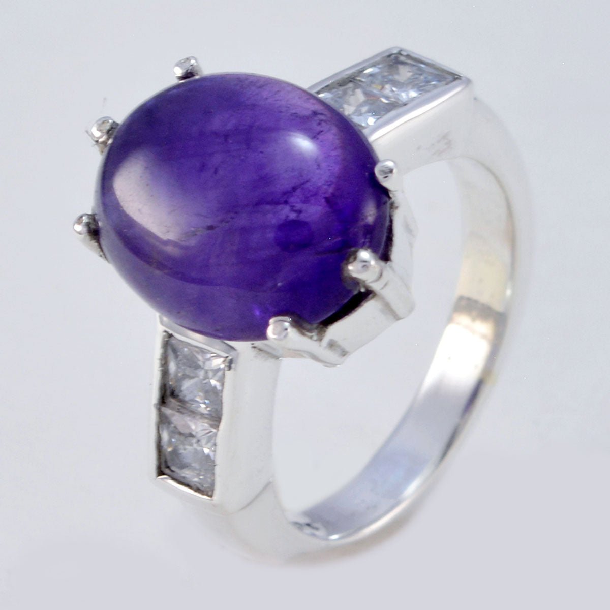 Engaging Gems Amethyst Solid Silver Ring Cremation Jewelry For Ashes