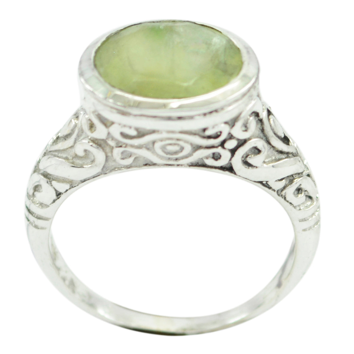 Engaging Gemstone Prehnite Solid Silver Rings Gift For Friendship