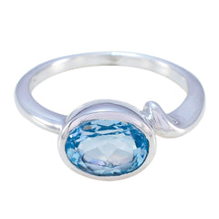 Engaging Gemstones Blue Topaz 925 Silver Rings Jewelry Pawn Shop