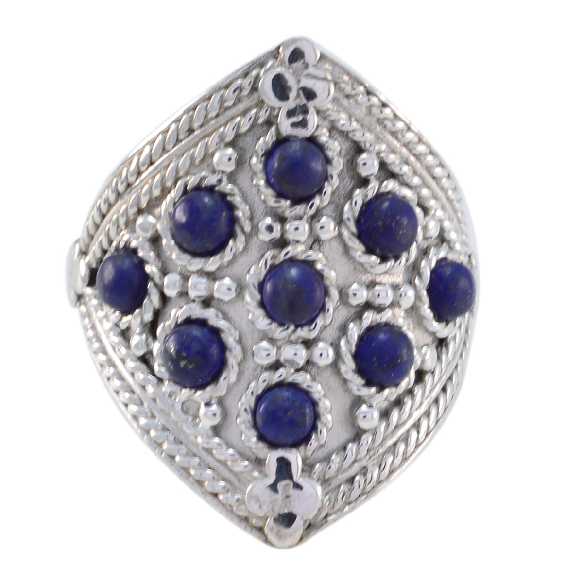 Enticing Gem Lapis Lazuli 925 Silver Ring Stainless Steel Jewelry