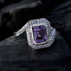 Excellent Gemstones Amethyst Silver Rings Fashion Jewelry Wholesale