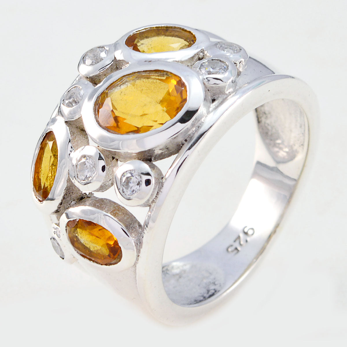 Exporter Gem Citrine 925 Sterling Silver Ring Three Sisters Jewelry