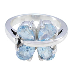 Exquisite Gemstones Blue Topaz Solid Silver Ring Kings Body Jewelry