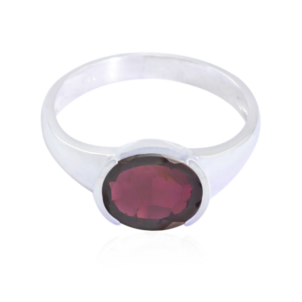 Fascinating Gems Garnet Solid Silver Ring Best Online Jewelry Store