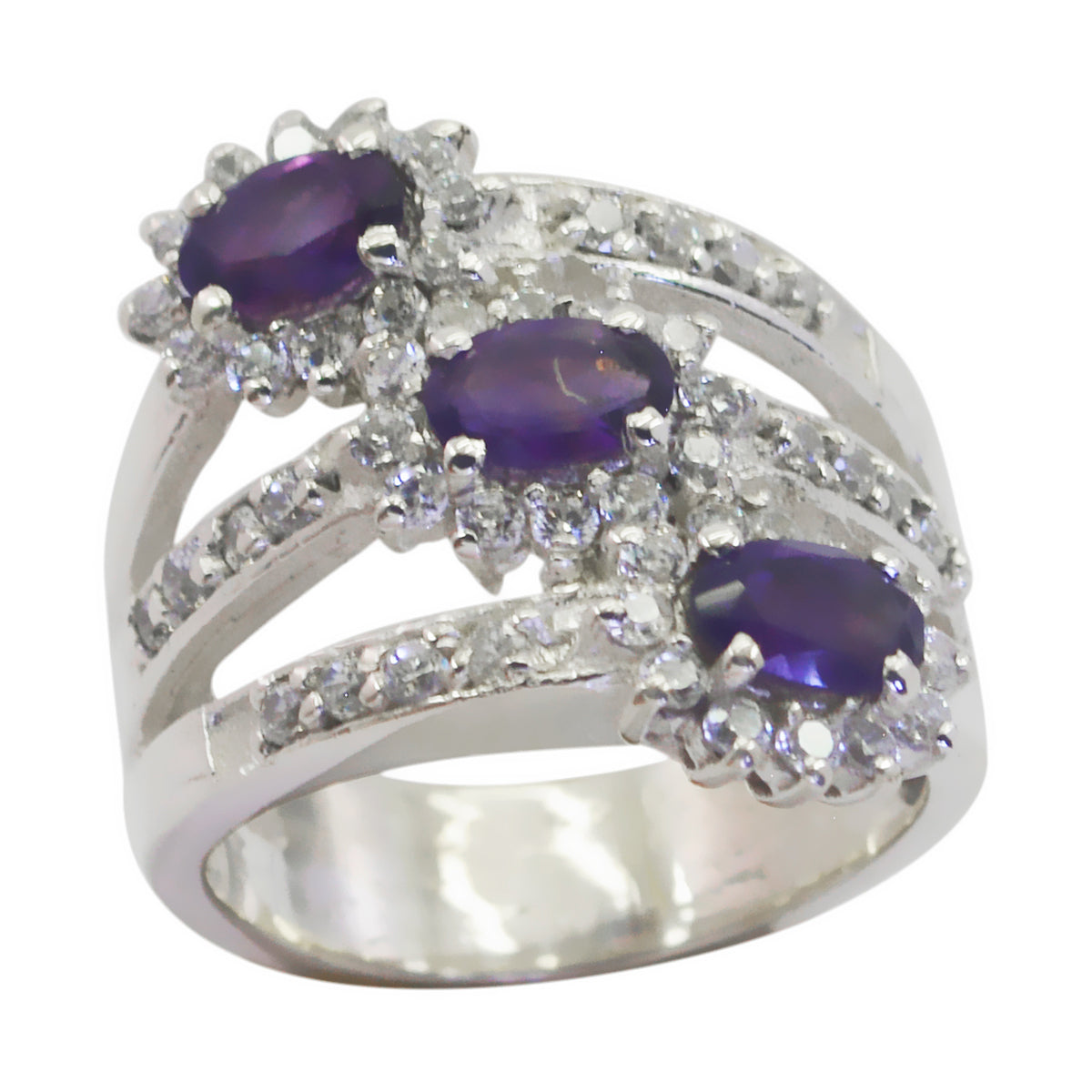Fascinating Stone Amethyst Sterling Silver Ring Girls Jewelry Box