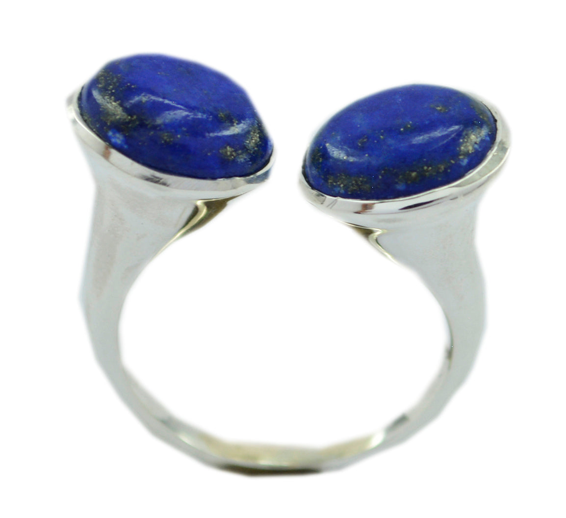 Fascinating Stone Lapis Lazuli Sterling Silver Ring Stamped Jewelry