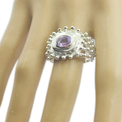 Fine-Looking Gem Amethyst Solid Silver Ring Antique Costume Jewelry